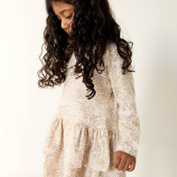 Organic Cotton Fayette Dress - April Floral Mauve Childrens Dress from Jamie Kay USA