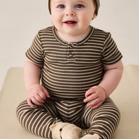 Organic Cotton Modal Darcy Rib Tee Bodysuit - Bear/Cassava Childrens Bodysuit from Jamie Kay USA