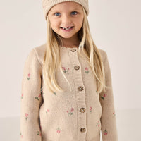 Delilah Knitted Hat - Delilah Jacquard Oatmeal Marle Childrens Hat from Jamie Kay USA