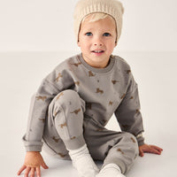 Organic Cotton Jalen Track Pant - Lenny Leopard Sage Childrens Pant from Jamie Kay USA