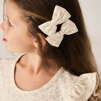 Organic Cotton Bow 2PK - Rosalie Floral Mauve Childrens Bow from Jamie Kay USA