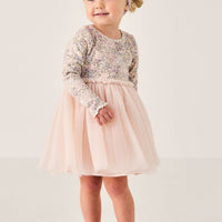 Anna Tulle Dress - April Floral Mauve Childrens Dress from Jamie Kay USA