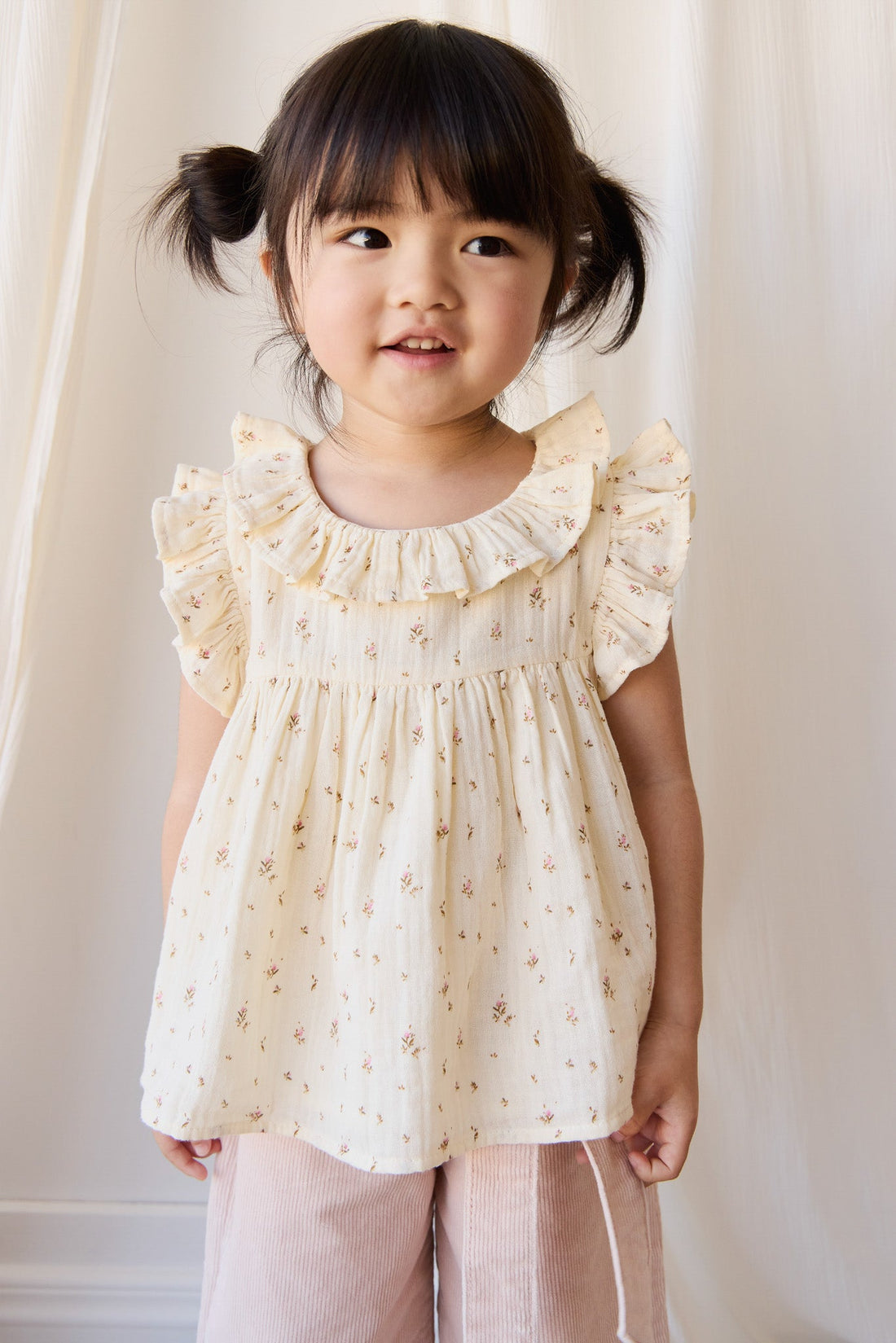 Organic Cotton Muslin Banks Blouse - Dina Antique Childrens Top from Jamie Kay USA