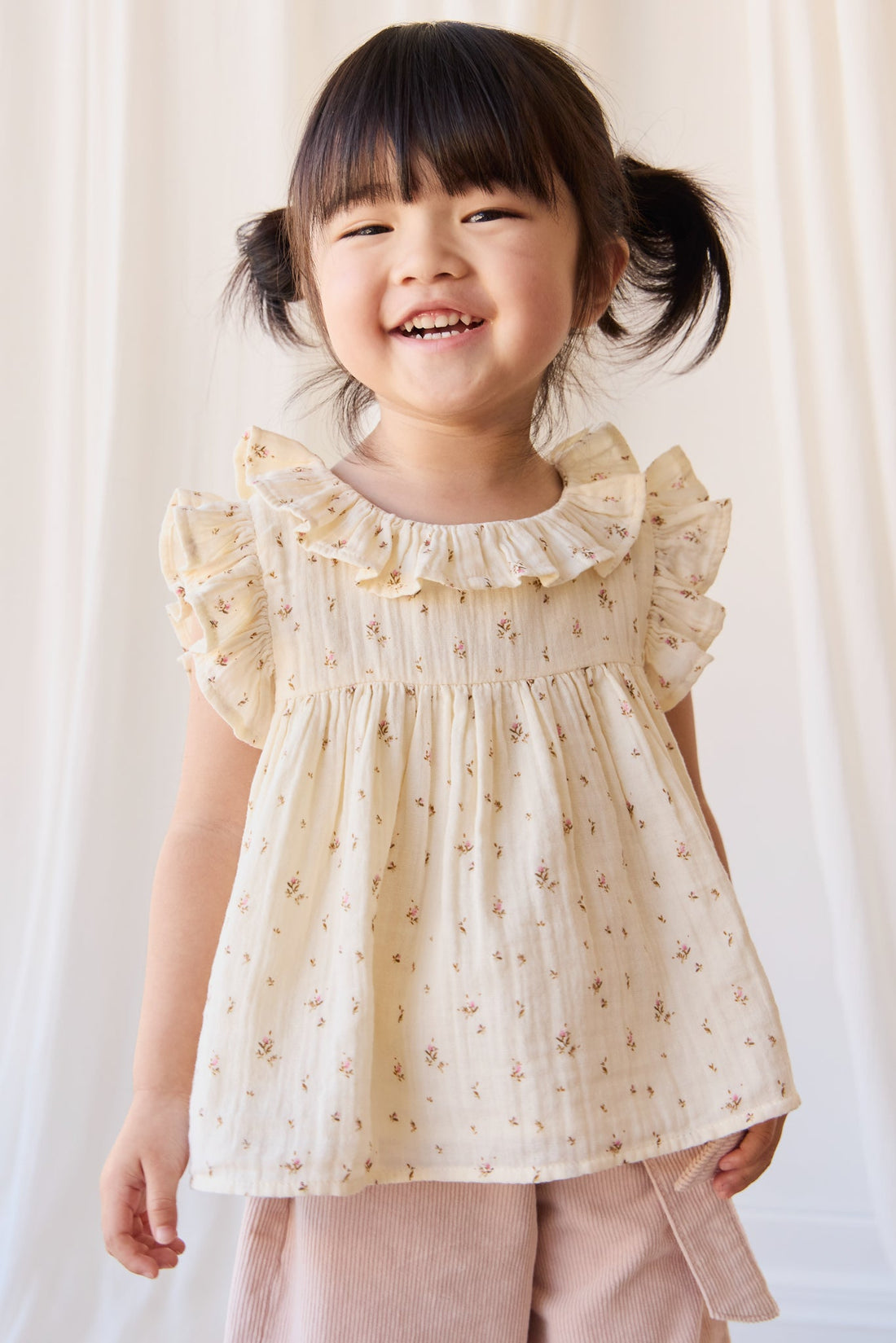Organic Cotton Muslin Banks Blouse - Dina Antique Childrens Top from Jamie Kay USA