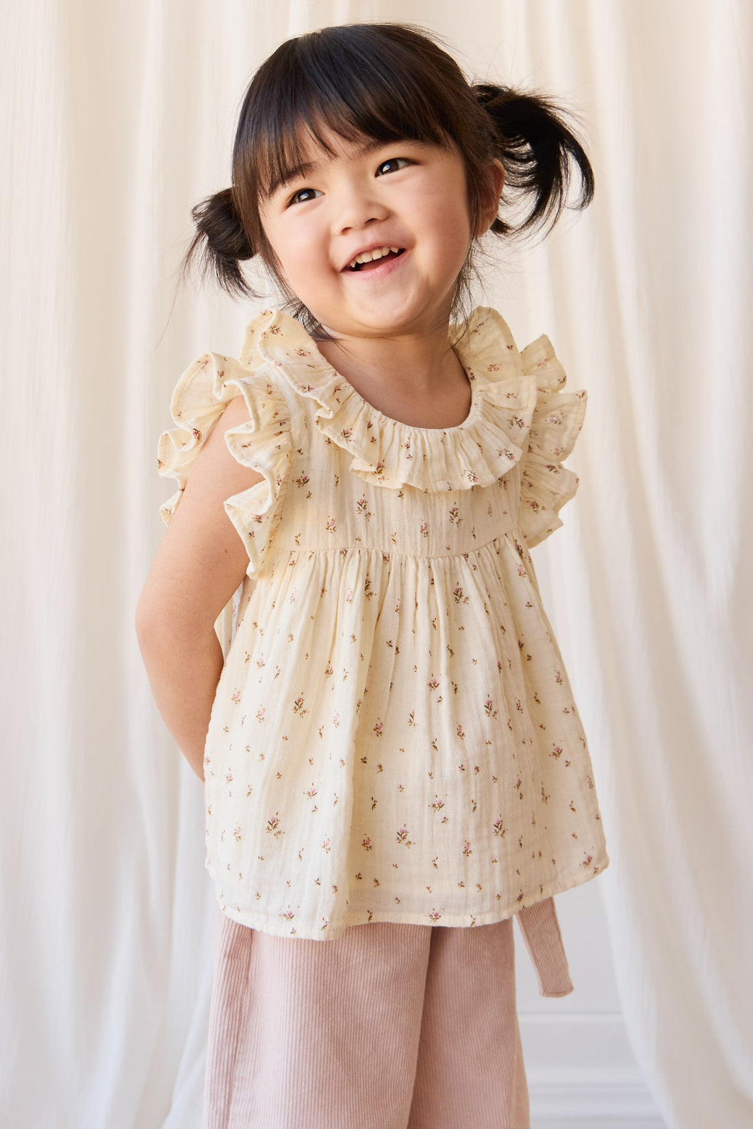 Organic Cotton Muslin Banks Blouse - Dina Antique Childrens Top from Jamie Kay USA