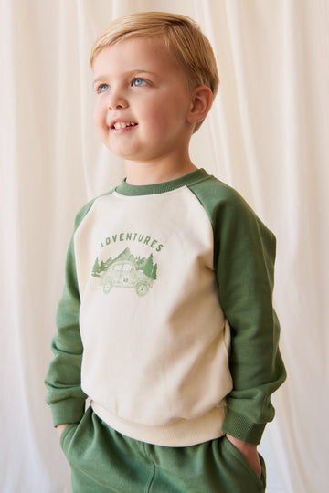 Organic Cotton Alden Sweatshirt - Adventure Buggy Snow Pea Childrens Top from Jamie Kay USA