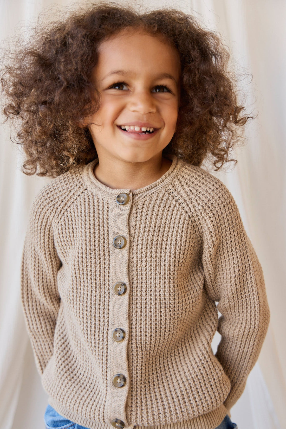 Lane Knit Cardigan - Sand Dune Marle Childrens Jumper from Jamie Kay USA