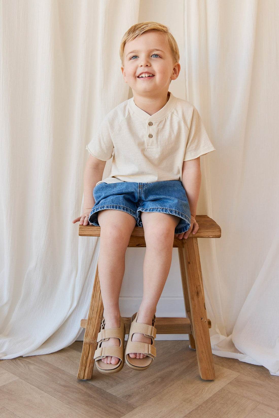 Organic Cotton Lewis Tee - Parchment Childrens Top from Jamie Kay USA