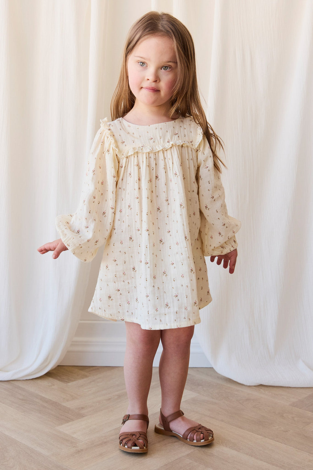 Organic Cotton Muslin Amira Dress - Dina Antique Childrens Dress from Jamie Kay USA