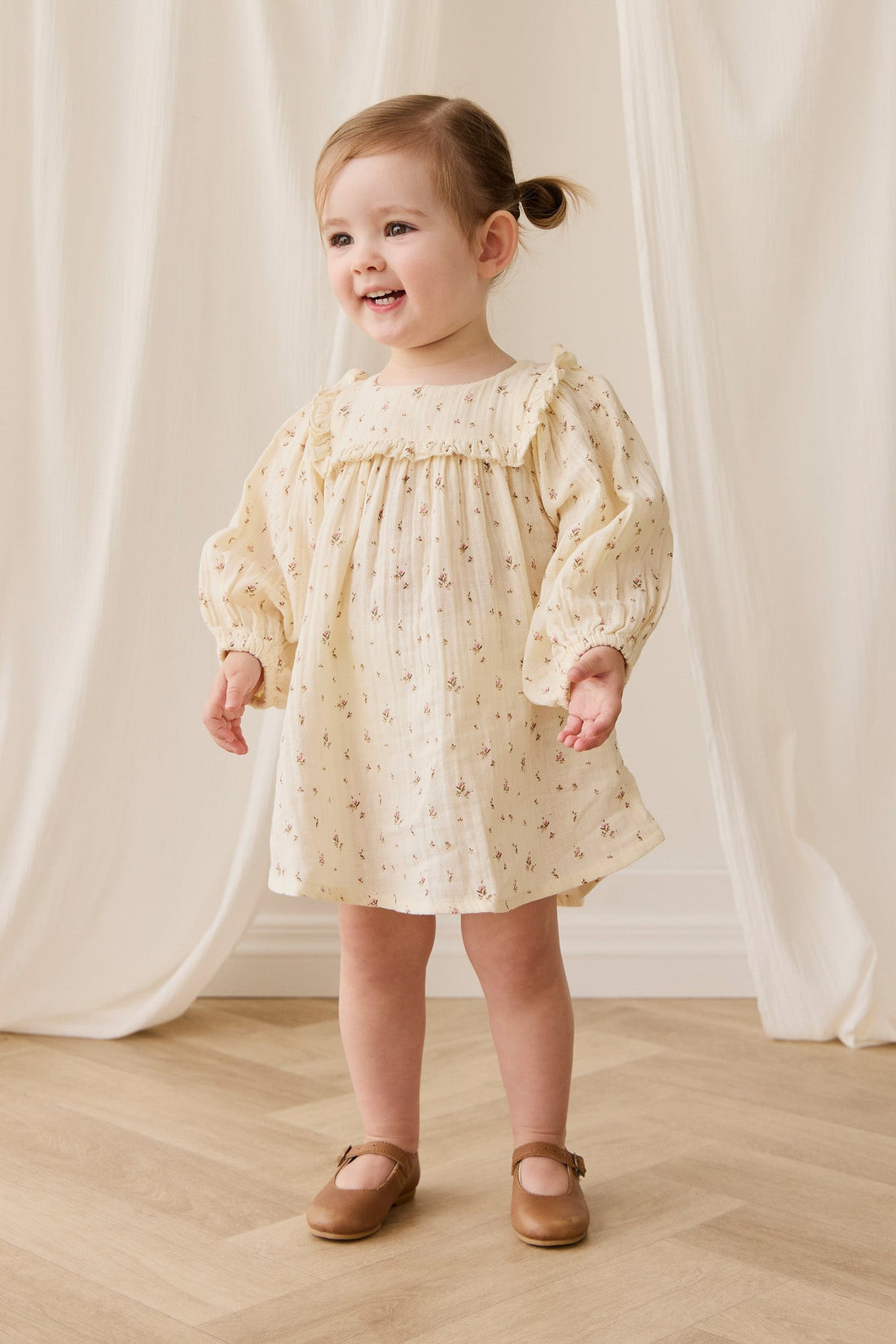 Organic Cotton Muslin Amira Dress - Dina Antique Childrens Dress from Jamie Kay USA