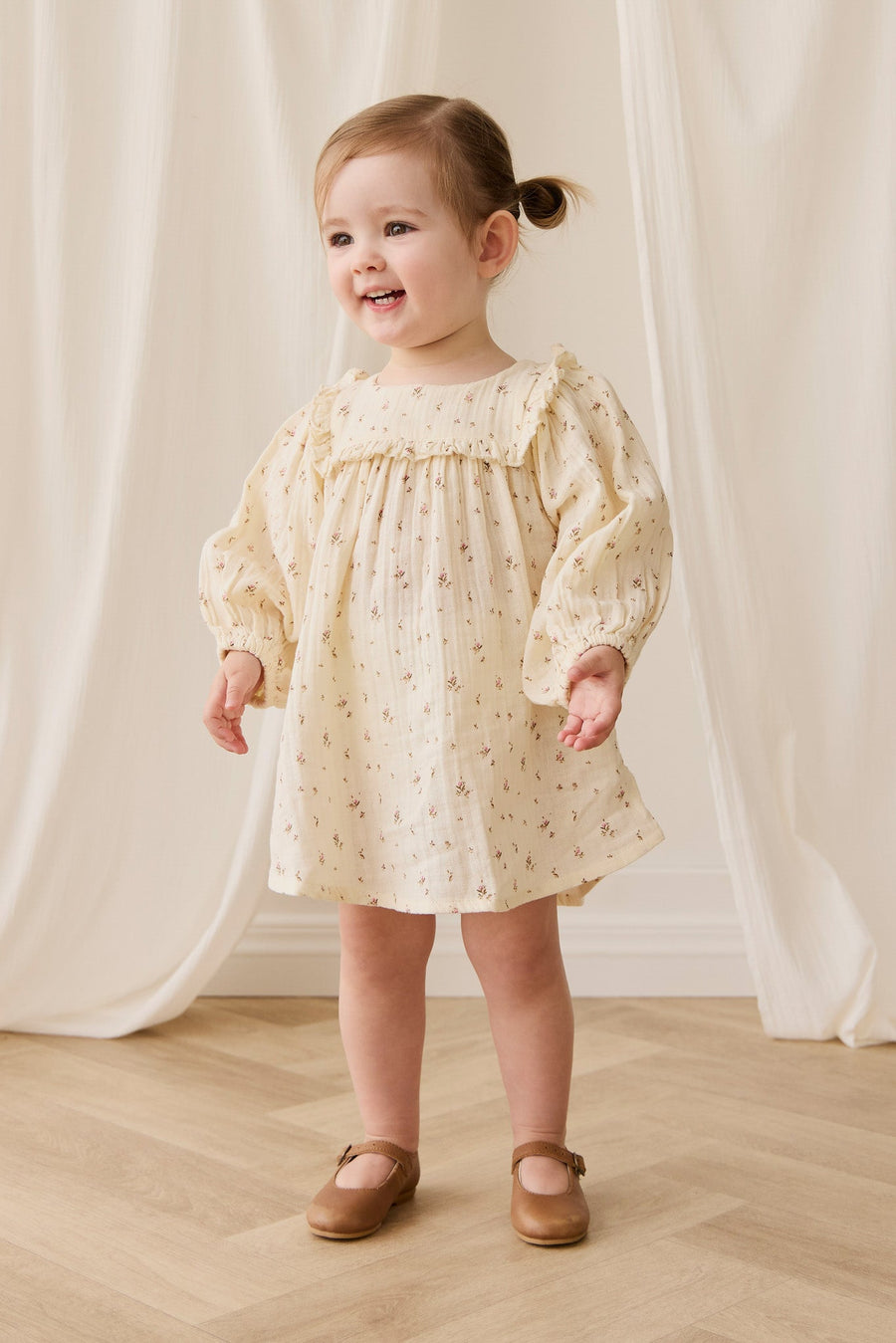 Organic Cotton Muslin Amira Dress - Dina Antique Childrens Dress from Jamie Kay USA