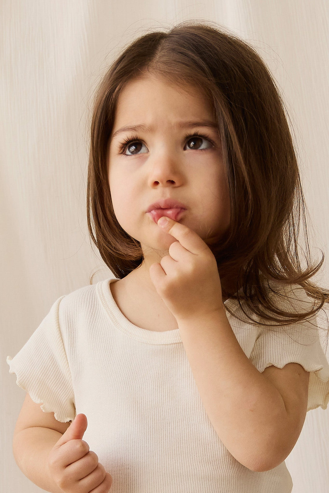 Cotton Fine Rib Ines Top - Parchment Childrens Top from Jamie Kay USA