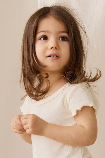 Cotton Fine Rib Ines Top - Parchment Childrens Top from Jamie Kay USA