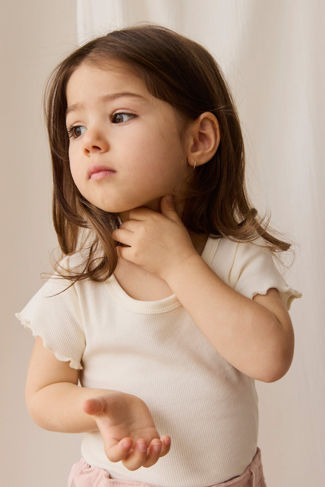 Cotton Fine Rib Ines Top - Parchment Childrens Top from Jamie Kay USA