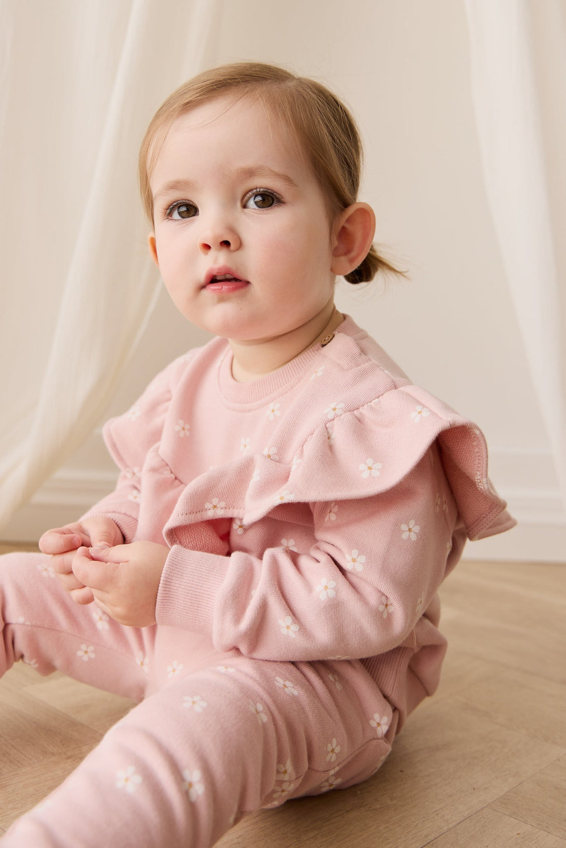 Organic Cotton Lilith Track Pant - Josie Floral Childrens Pant from Jamie Kay USA