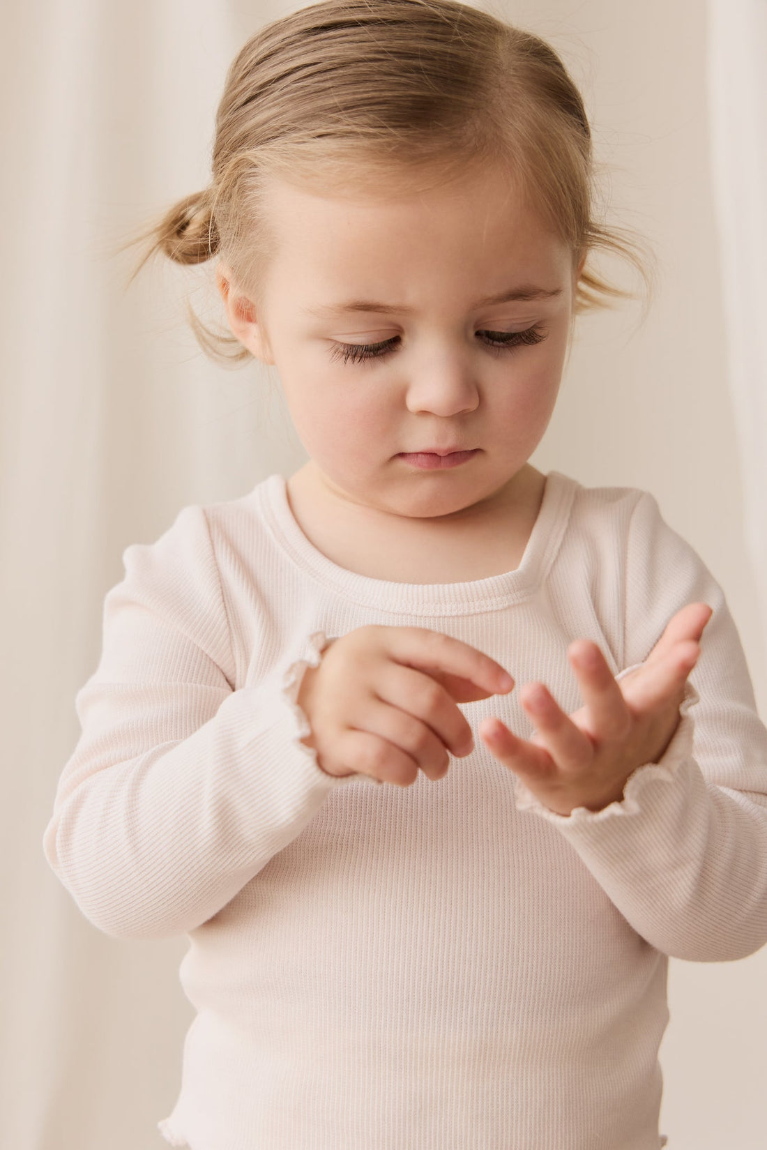 Cotton Fine Rib Agathe Top - Blushed Rose Childrens Top from Jamie Kay USA