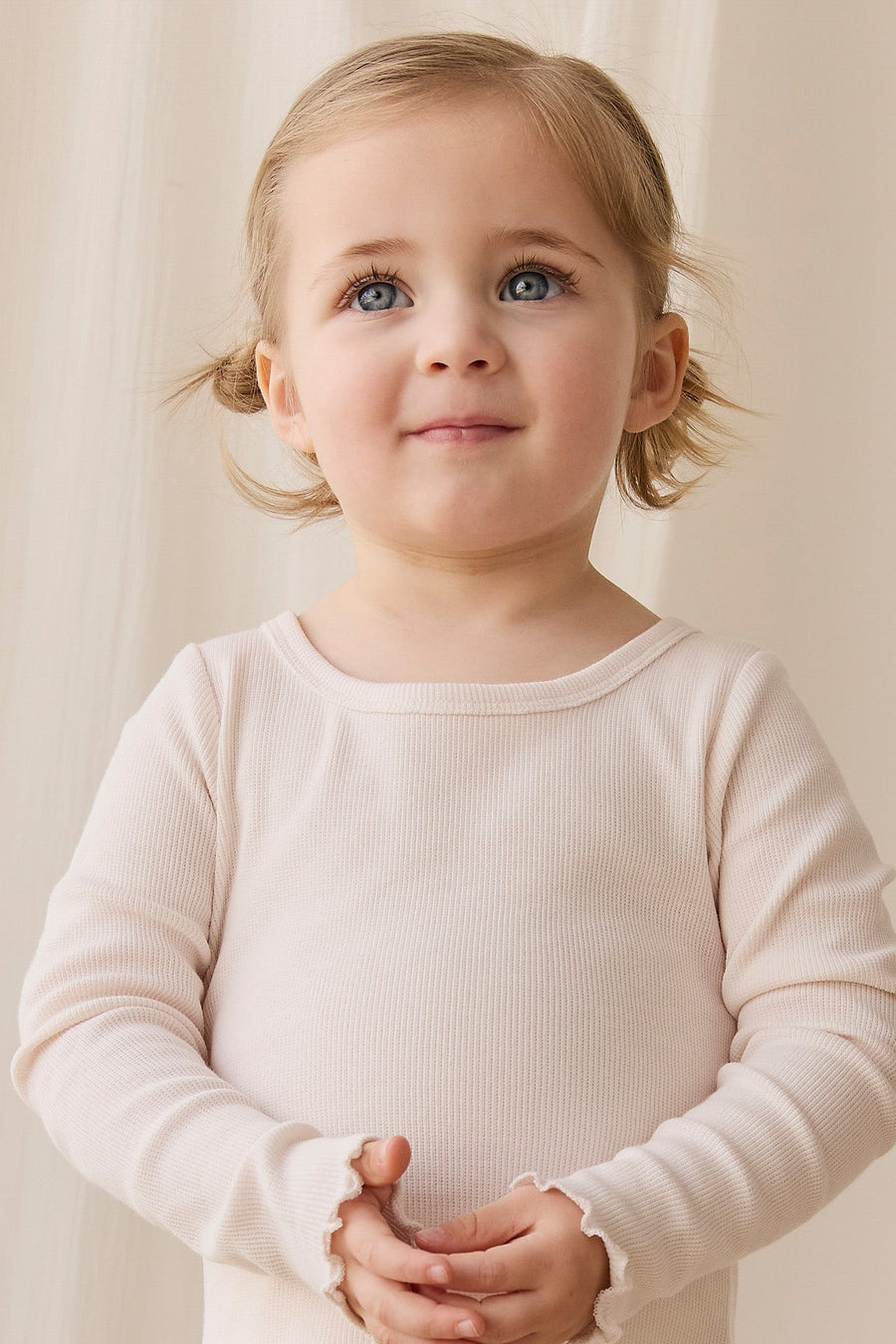 Cotton Fine Rib Agathe Top - Blushed Rose Childrens Top from Jamie Kay USA