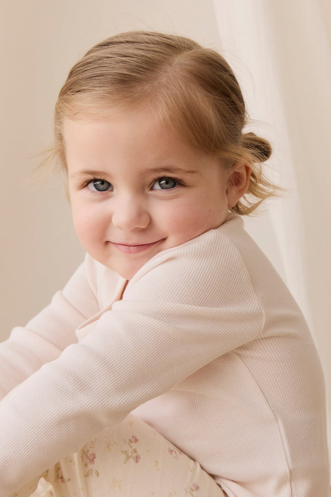 Cotton Fine Rib Agathe Top - Blushed Rose Childrens Top from Jamie Kay USA