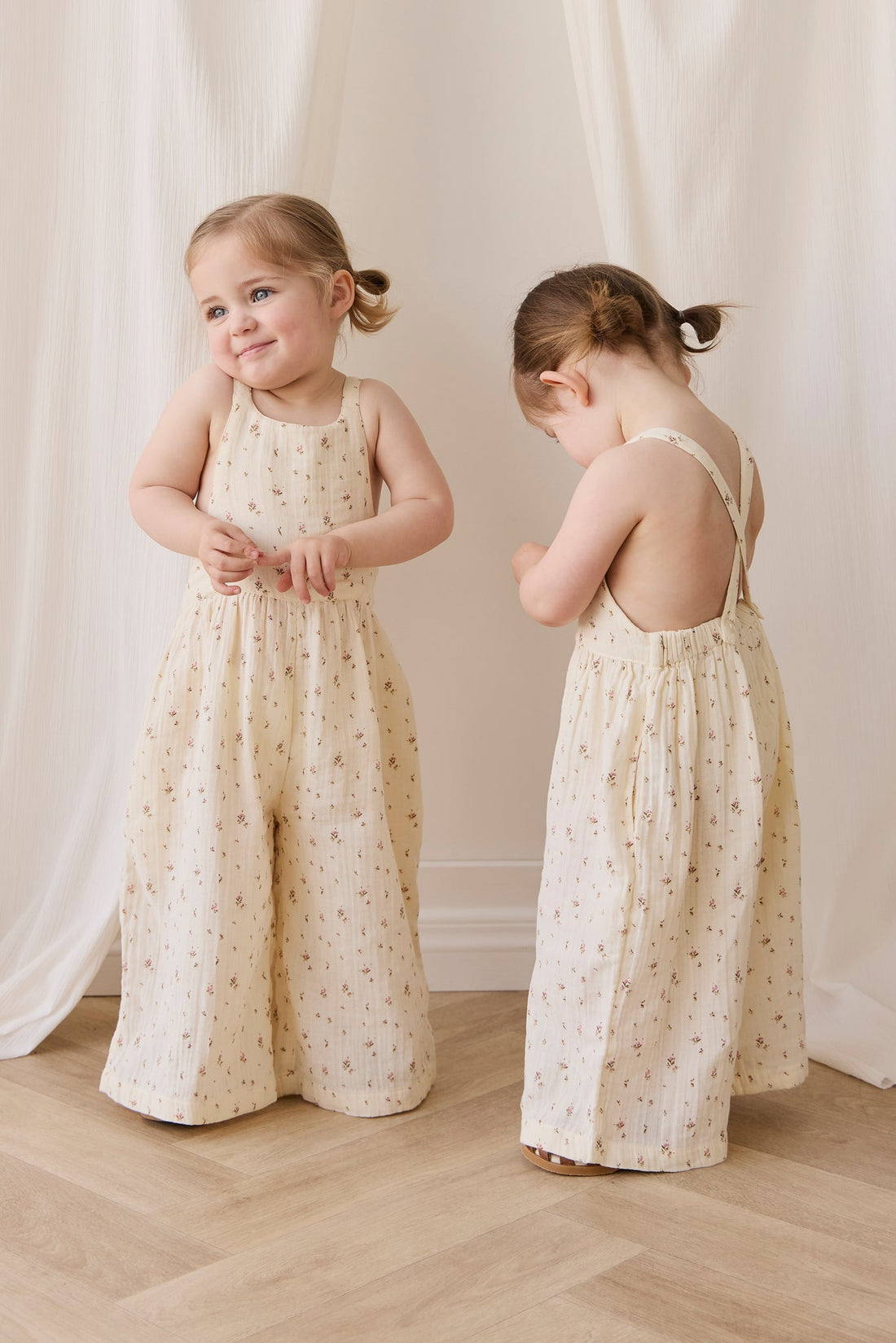Organic Cotton Muslin Lana Jumpsuit - Dina Antique Childrens Jumpsuit from Jamie Kay USA