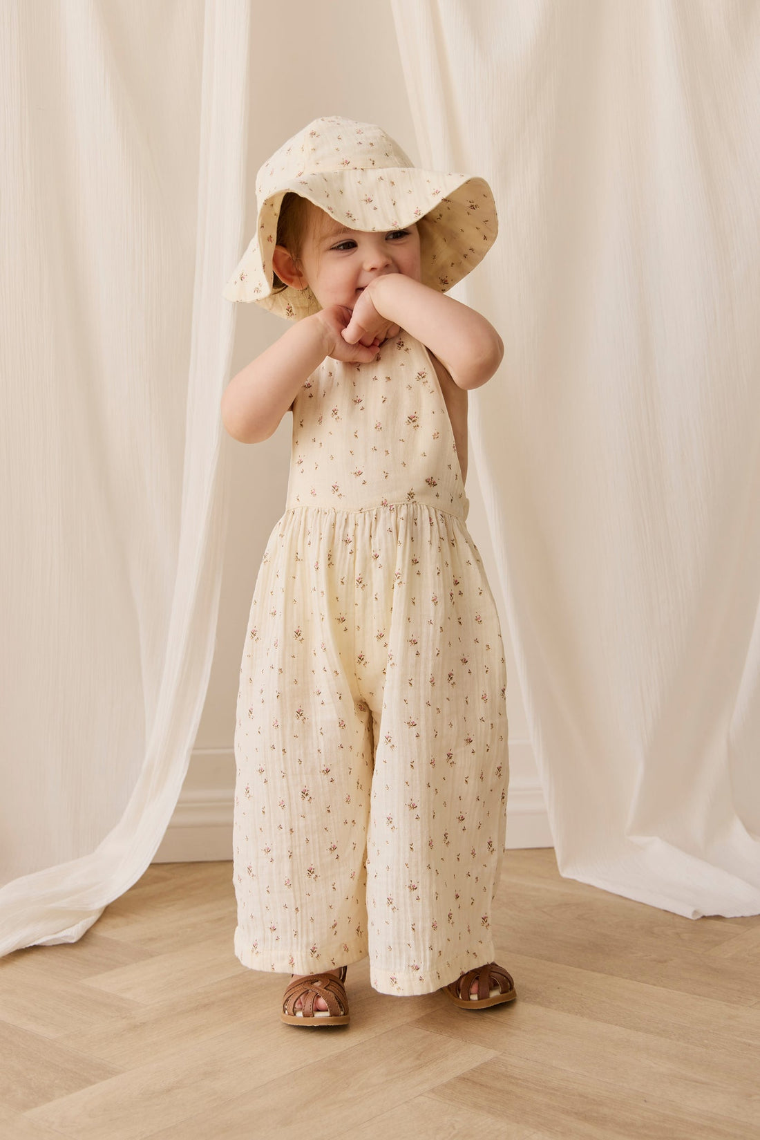 Organic Cotton Muslin Lana Jumpsuit - Dina Antique Childrens Jumpsuit from Jamie Kay USA
