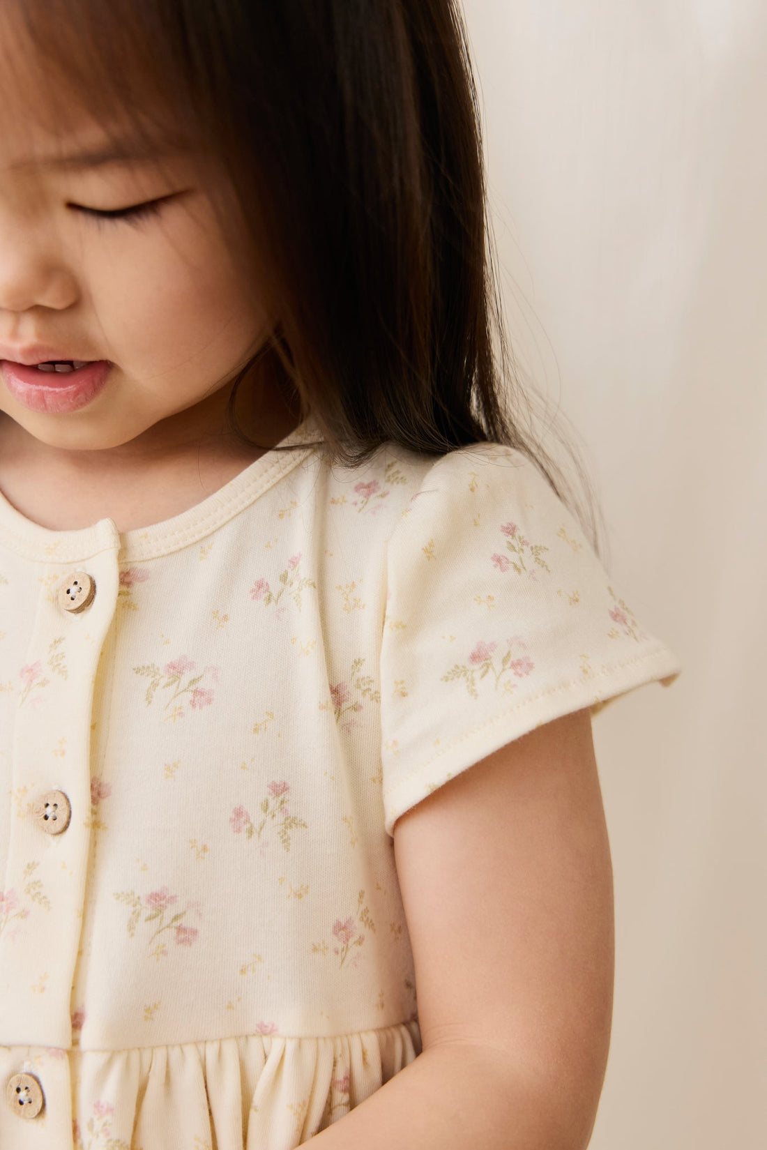 Organic Cotton Dahlia Dress - Thelma Parchment Childrens Dress from Jamie Kay USA