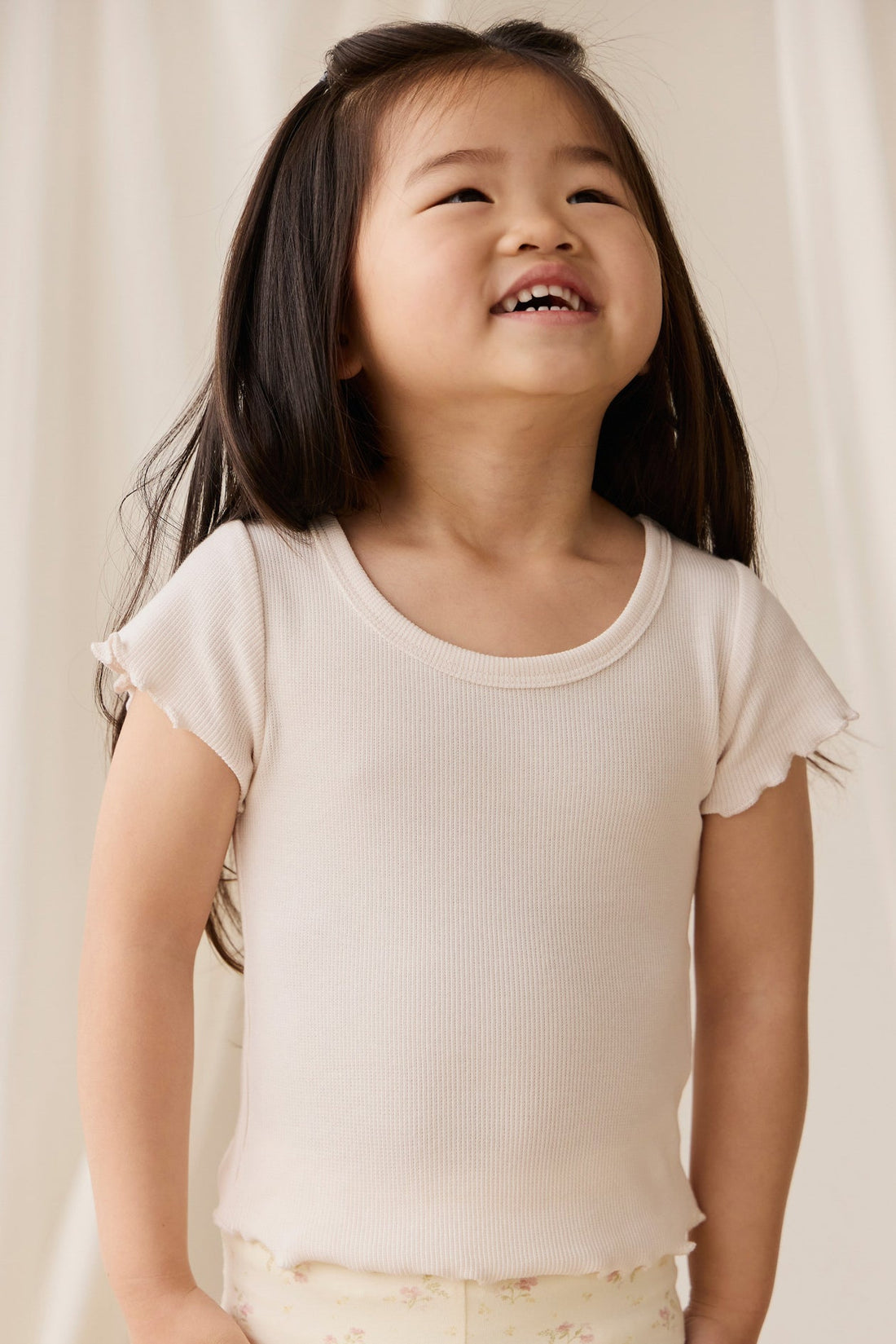 Cotton Fine Rib Ines Top - Blushed Rose Childrens Top from Jamie Kay USA