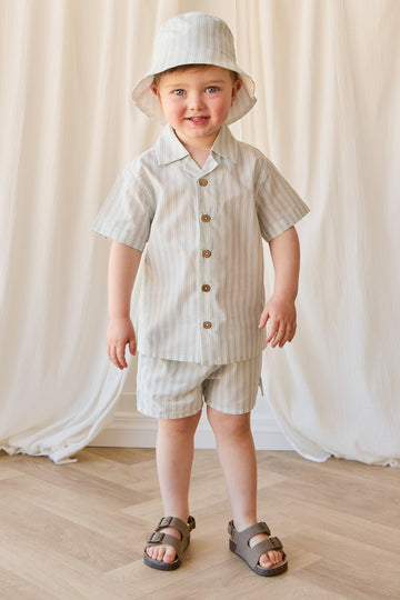 Organic Cotton Silas Shirt - Variegated Stripe Shoreline Childrens Shirt from Jamie Kay USA