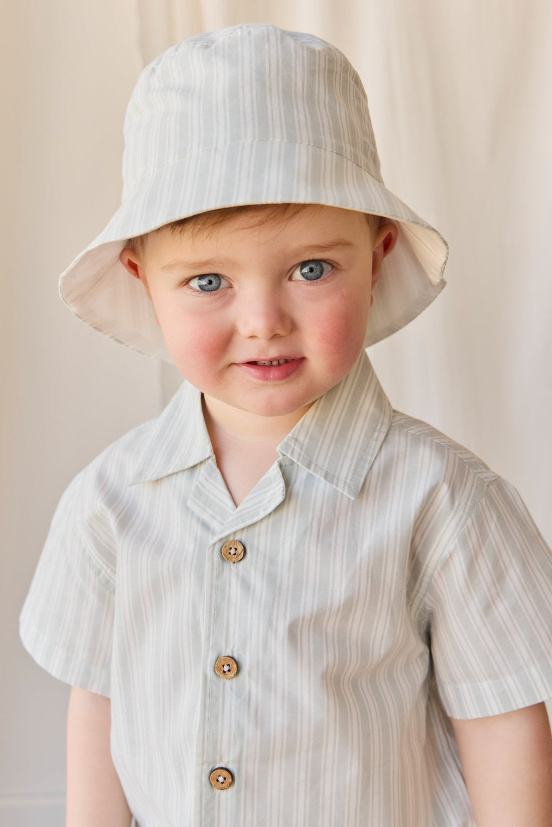 Organic Cotton Silas Shirt - Variegated Stripe Shoreline Childrens Shirt from Jamie Kay USA