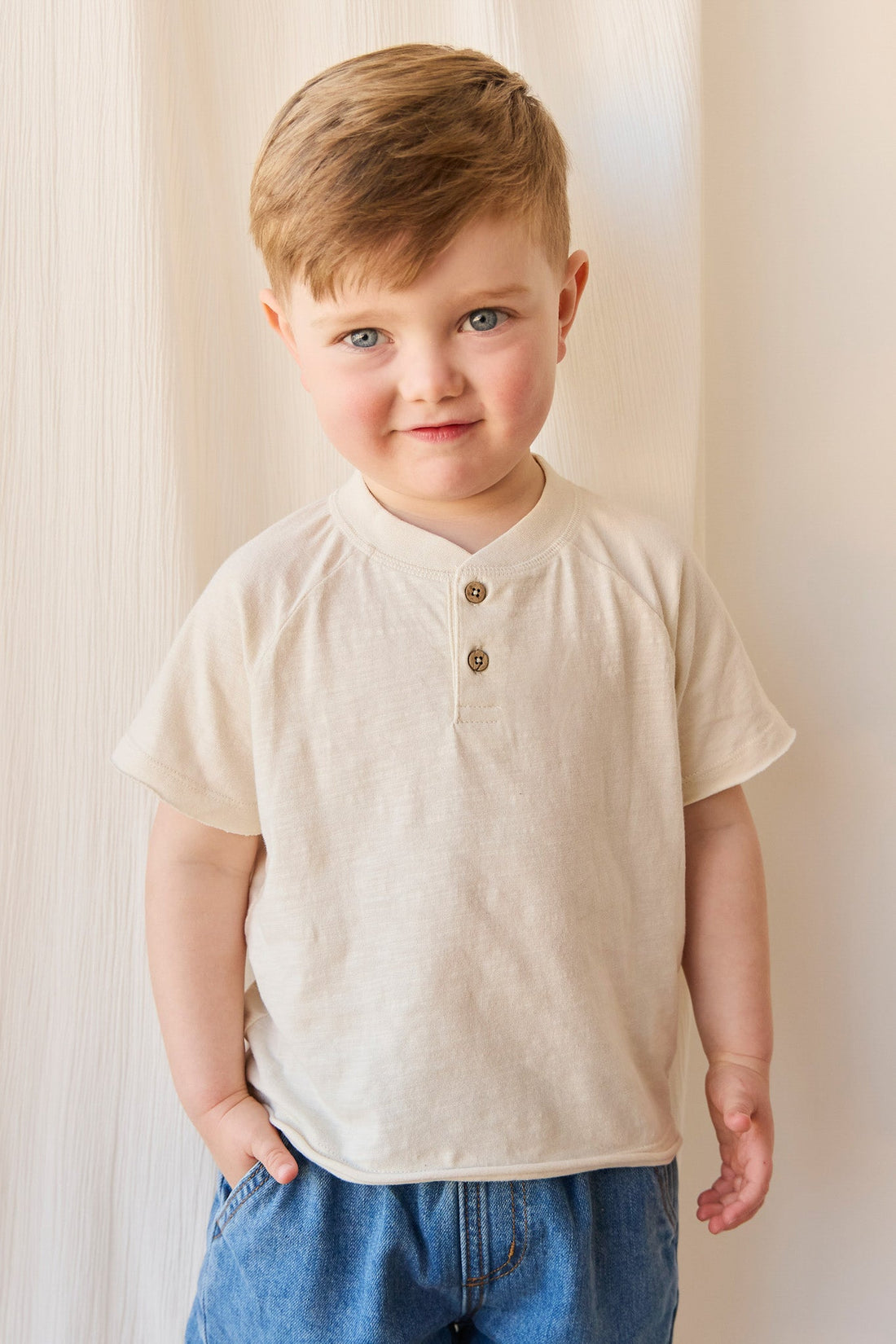 Organic Cotton Lewis Tee - Parchment Childrens Top from Jamie Kay USA