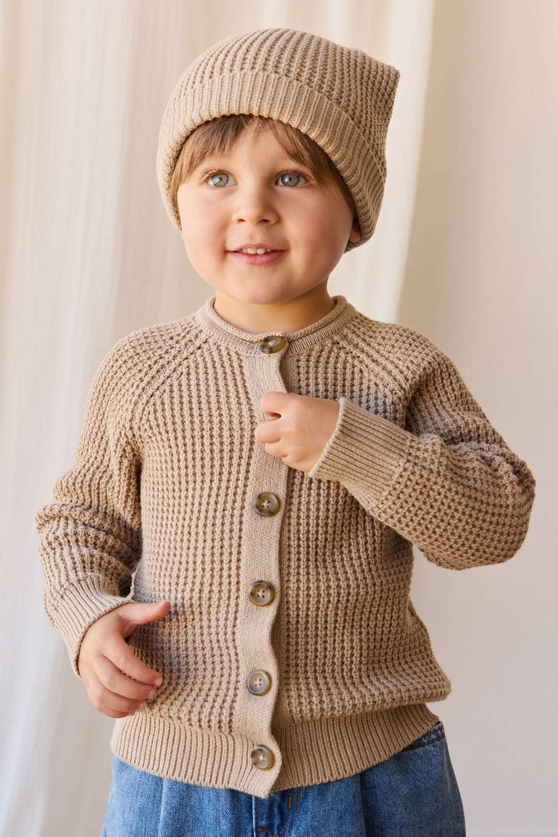 Lane Knit Cardigan - Sand Dune Marle Childrens Jumper from Jamie Kay USA