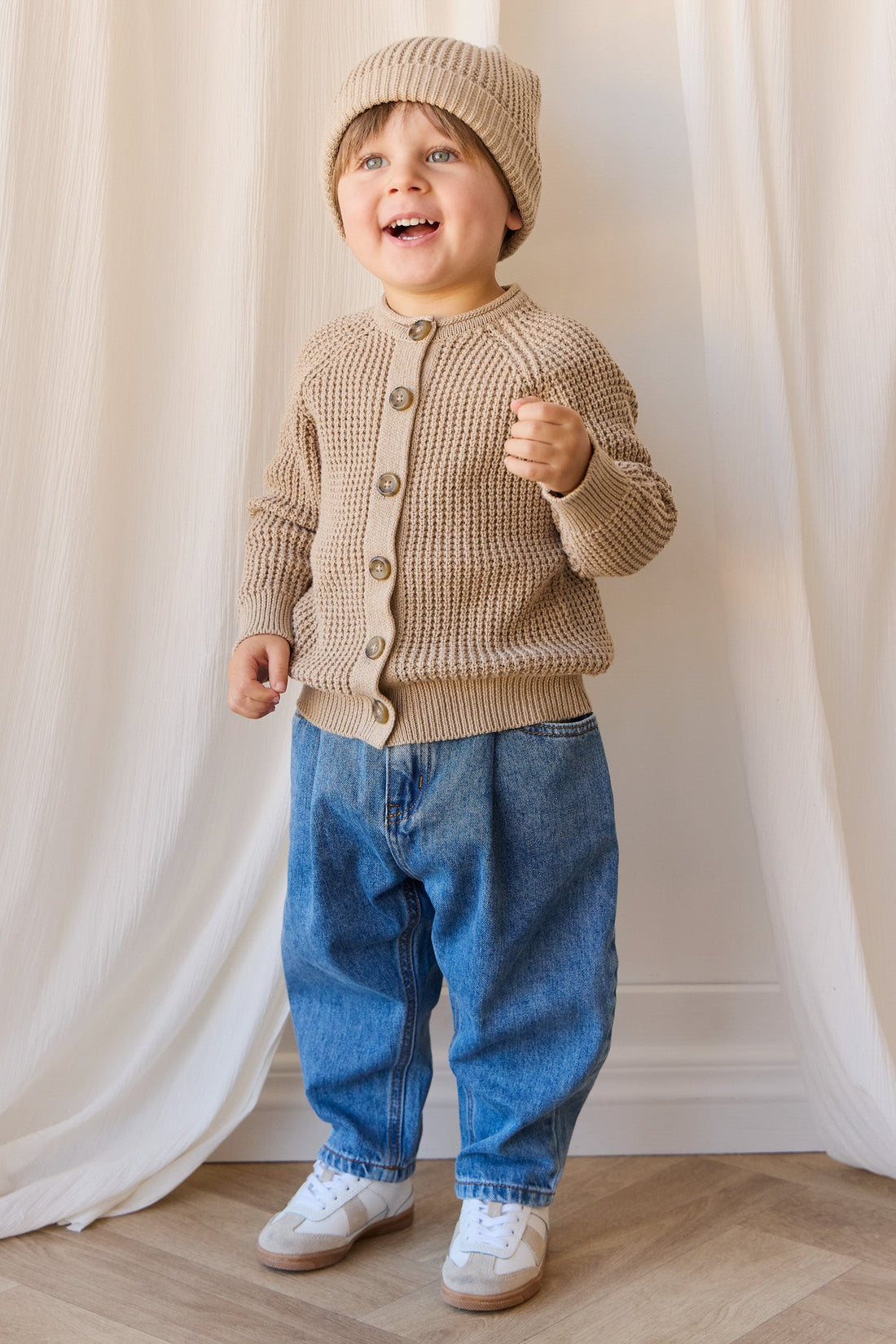 Lane Knit Cardigan - Sand Dune Marle Childrens Jumper from Jamie Kay USA