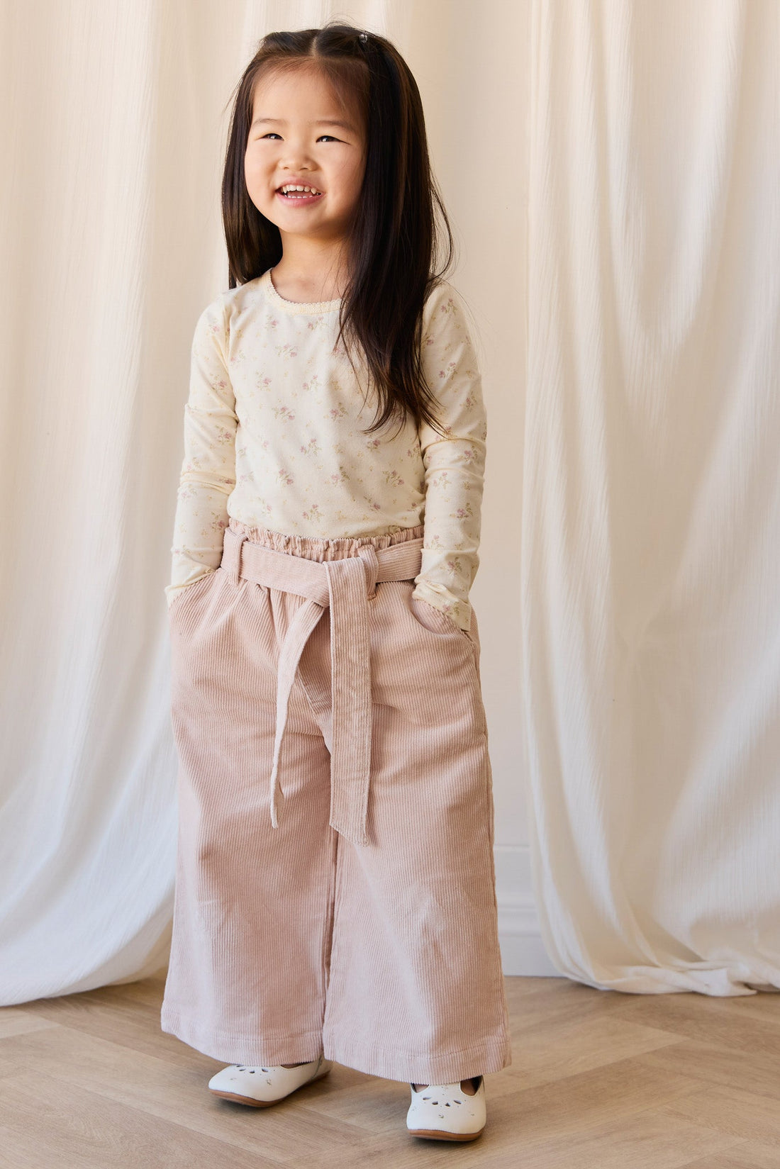 Organic Cotton Long Sleeve Top - Thelma Parchment Childrens Top from Jamie Kay USA