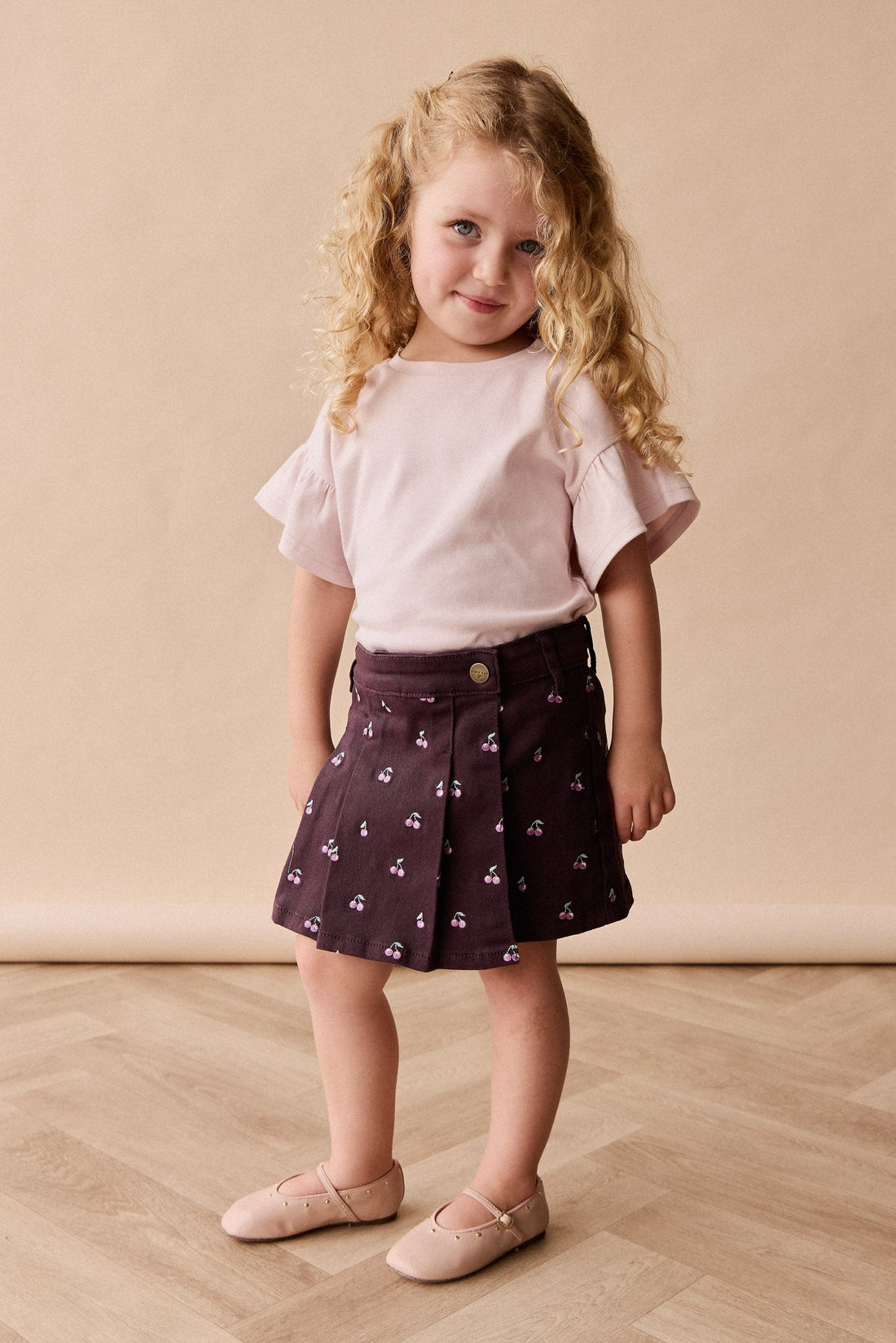 Chelsea Skirt - Cherry Love Plum Embroidery Childrens Skirt from Jamie Kay USA