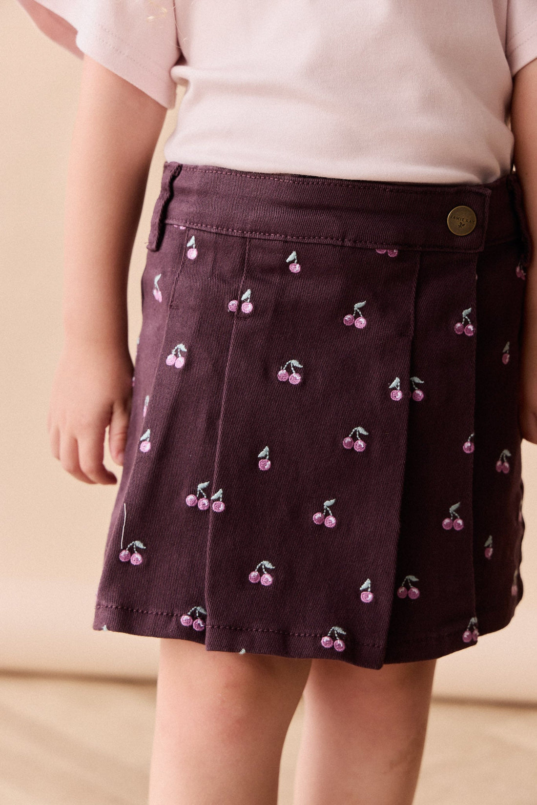 Chelsea Skirt - Cherry Love Plum Embroidery Childrens Skirt from Jamie Kay USA