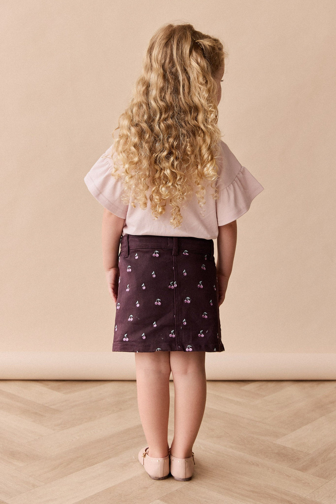 Chelsea Skirt - Cherry Love Plum Embroidery Childrens Skirt from Jamie Kay USA