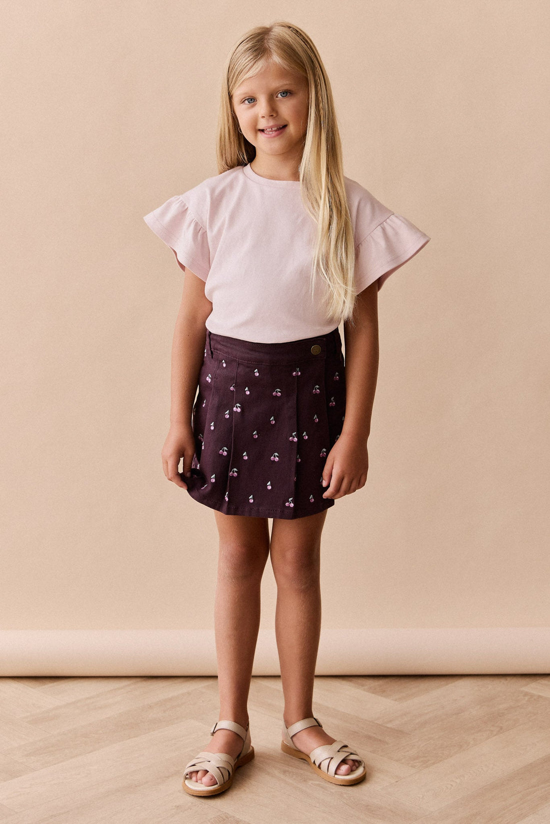 Chelsea Skirt - Cherry Love Plum Embroidery Childrens Skirt from Jamie Kay USA