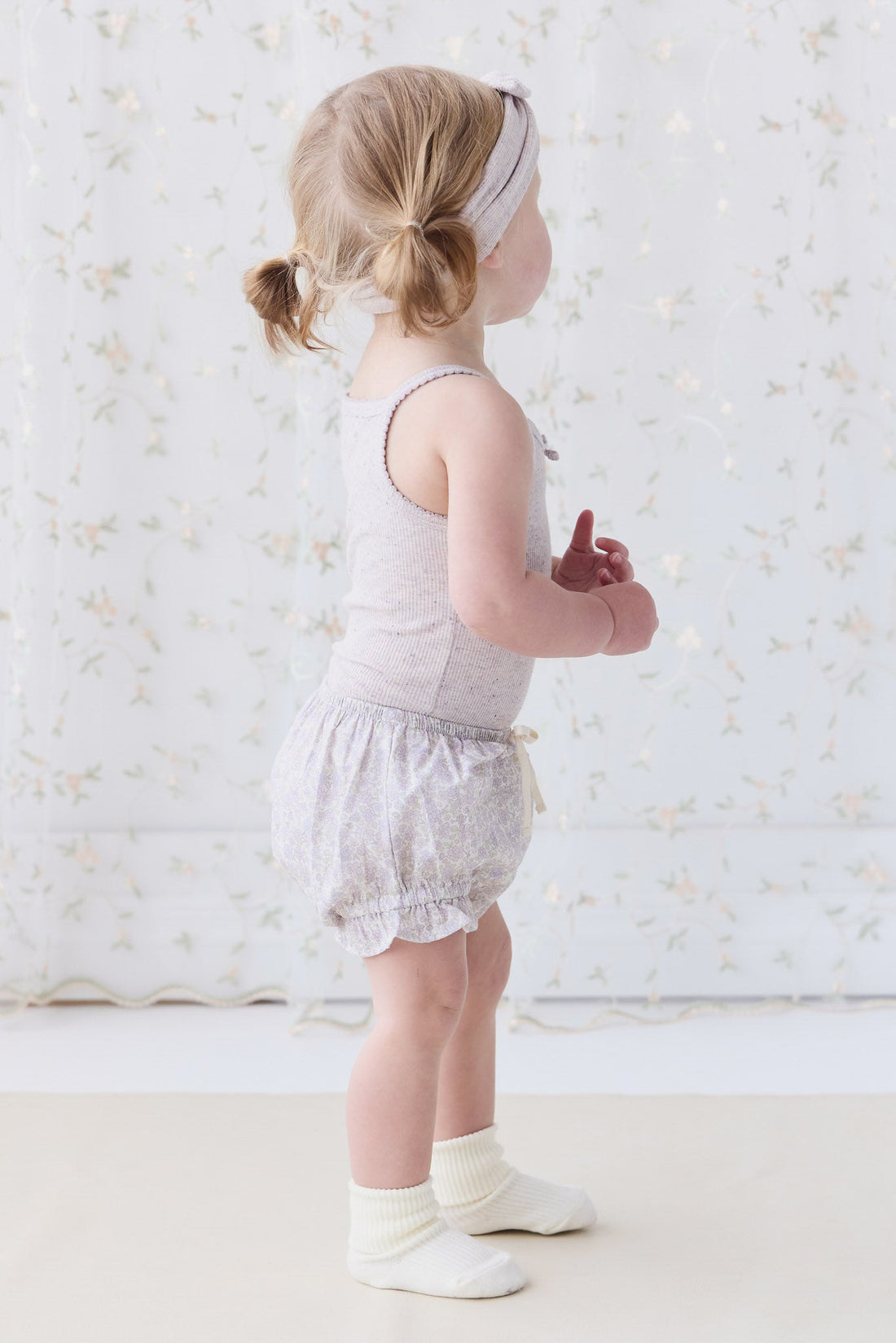 Organic Cotton Frill Bloomer - Chloe Lavender Childrens Bloomer from Jamie Kay USA