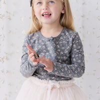 Organic Cotton Long Sleeve Top - Rosalie Floral Lava Childrens Top from Jamie Kay USA