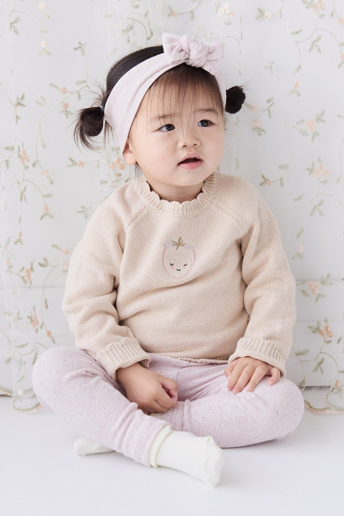 Audrey Knitted Jumper - Oatmeal Marle Childrens Jumper from Jamie Kay USA