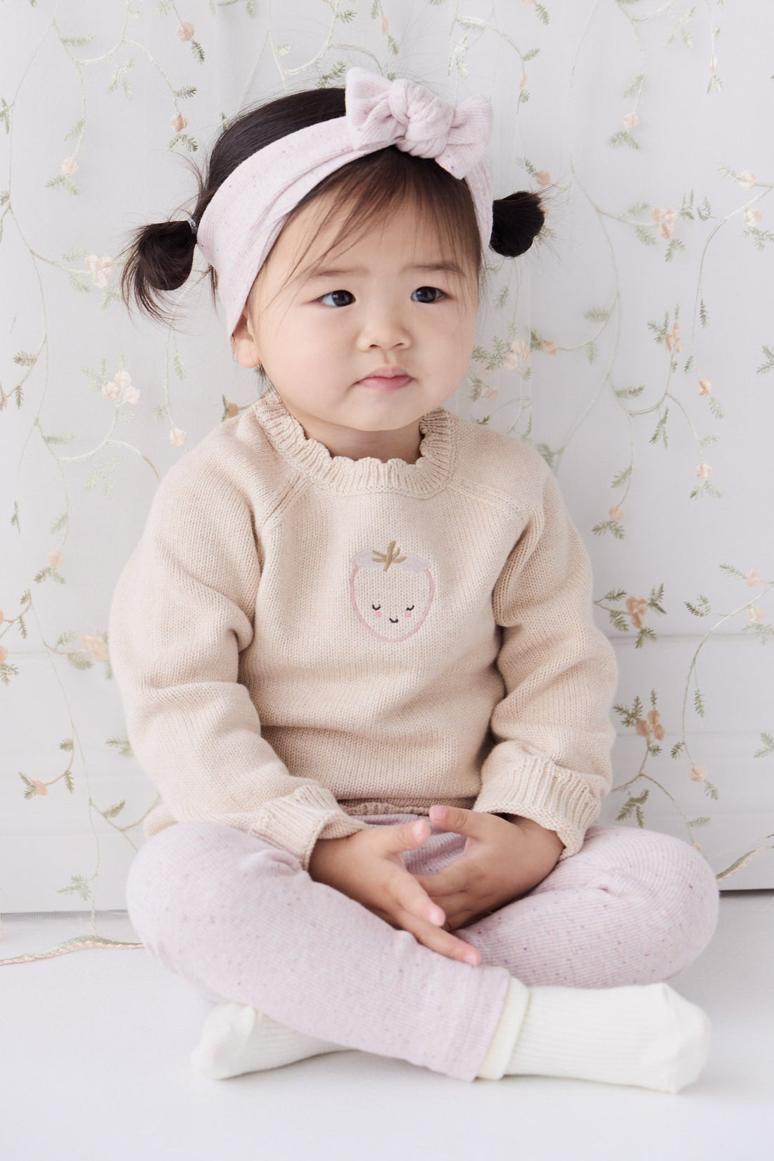 Audrey Knitted Jumper - Oatmeal Marle Childrens Jumper from Jamie Kay USA