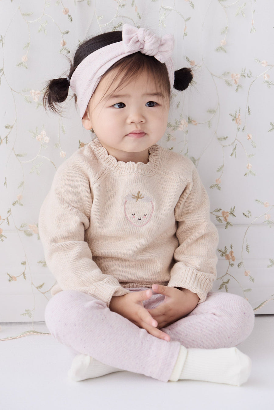 Audrey Knitted Jumper - Oatmeal Marle Childrens Jumper from Jamie Kay USA