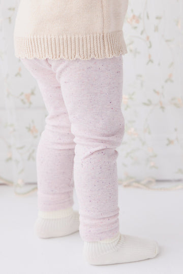 Organic Cotton Fine Rib Legging - Tulip Fleck Childrens Legging from Jamie Kay USA