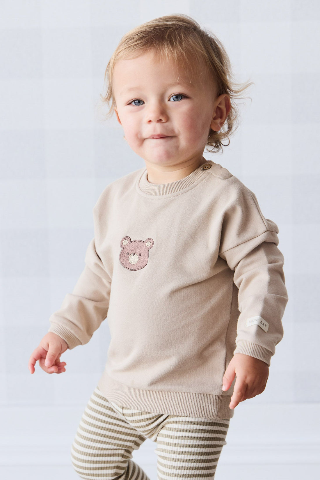 Organic Cotton Damien Sweatshirt - Fawn Bear Childrens Top from Jamie Kay USA