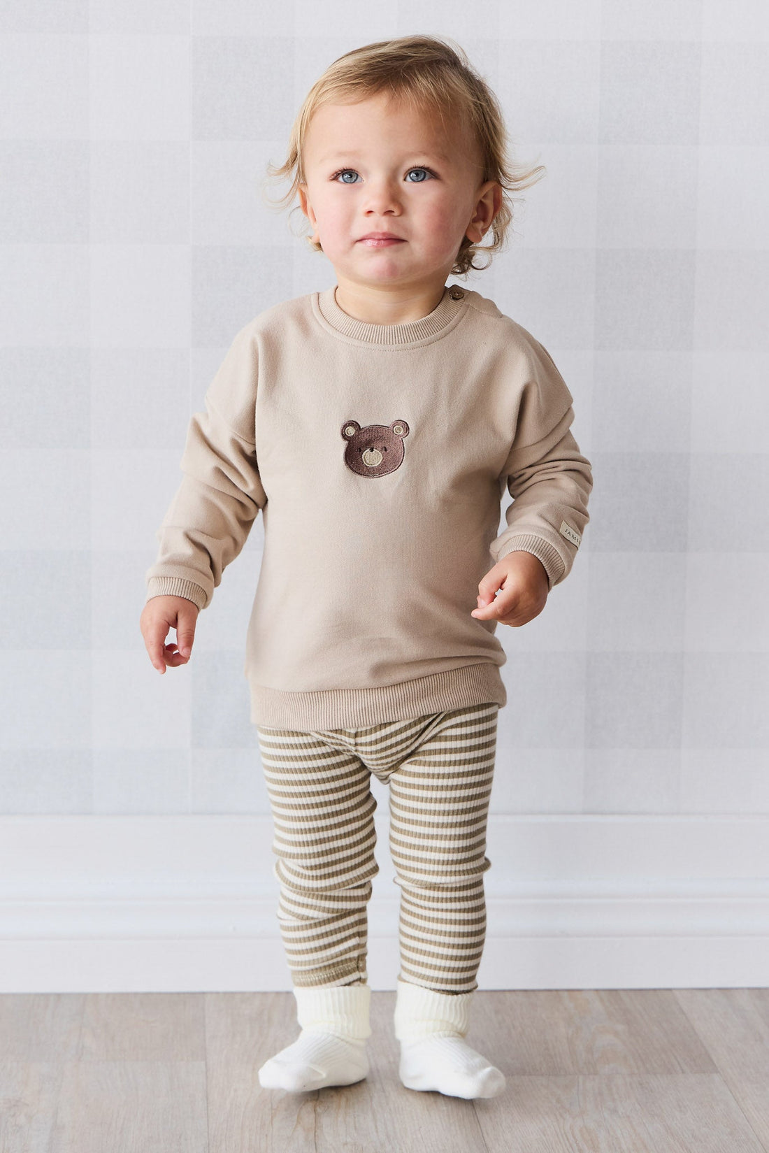 Organic Cotton Damien Sweatshirt - Fawn Bear Childrens Top from Jamie Kay USA