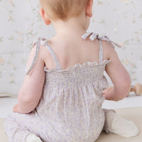 Organic Cotton Summer Playsuit - Chloe Lavender Childrens Playsuit from Jamie Kay USA