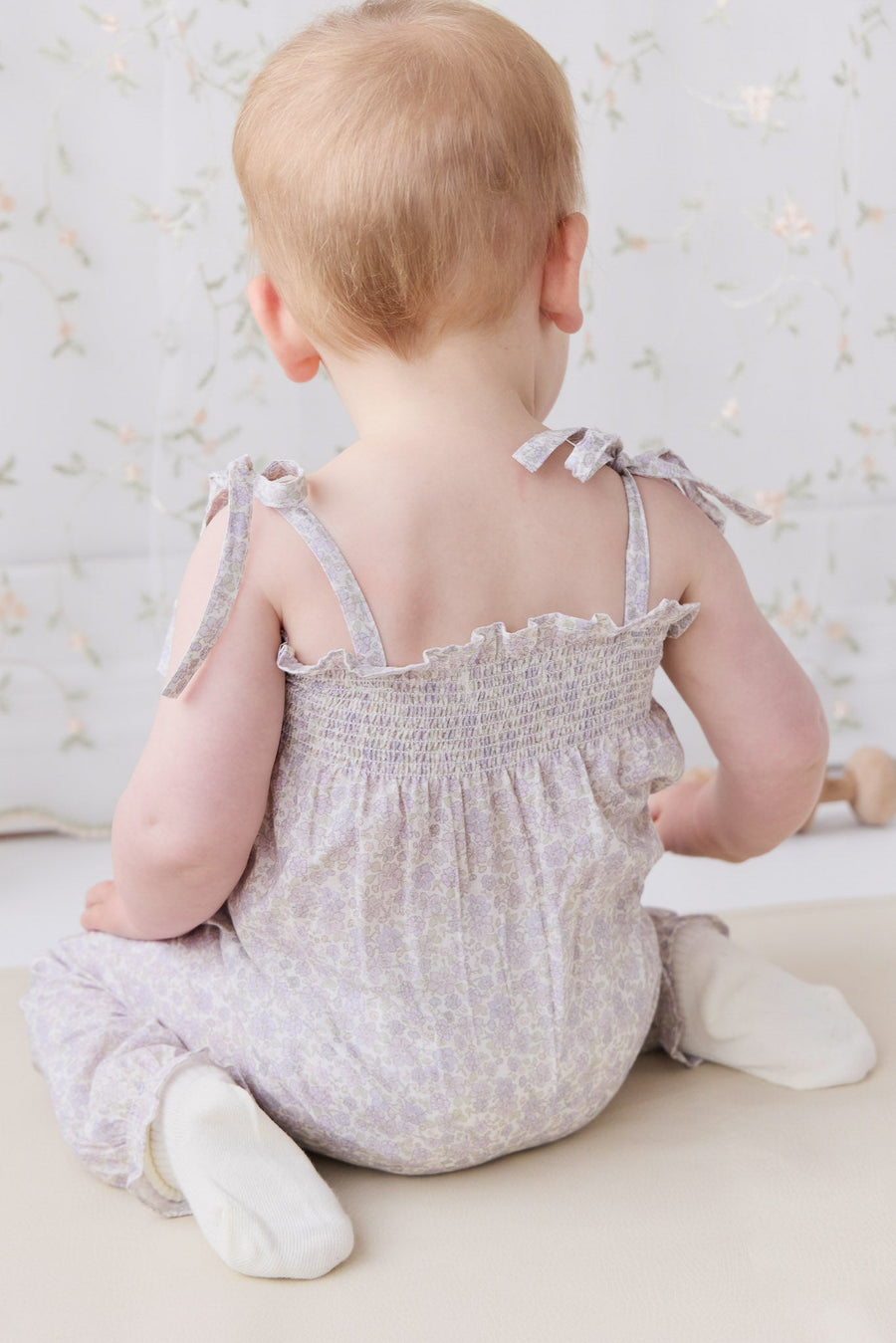 Organic Cotton Summer Playsuit - Chloe Lavender Childrens Playsuit from Jamie Kay USA