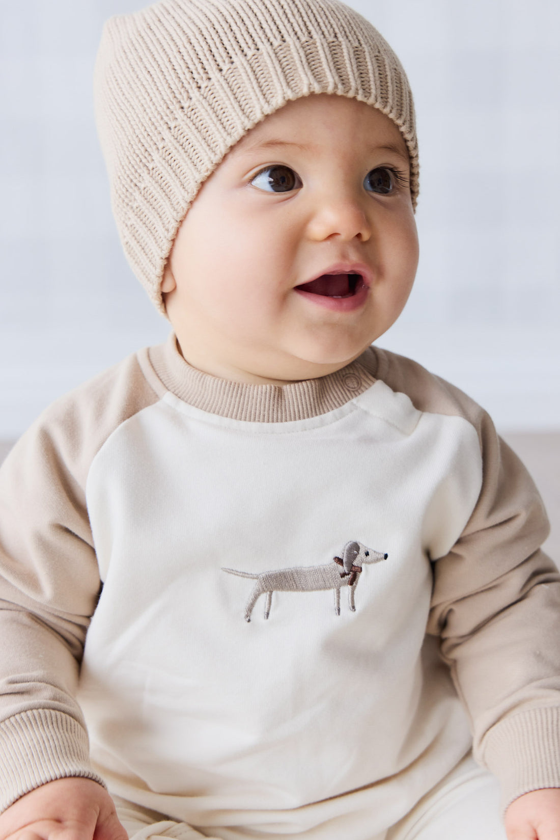 Organic Cotton Tao Sweatshirt Onepiece - Cosy Basil Fawn Childrens Onepiece from Jamie Kay USA