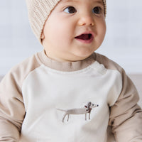 Organic Cotton Tao Sweatshirt Onepiece - Cosy Basil Fawn Childrens Onepiece from Jamie Kay USA