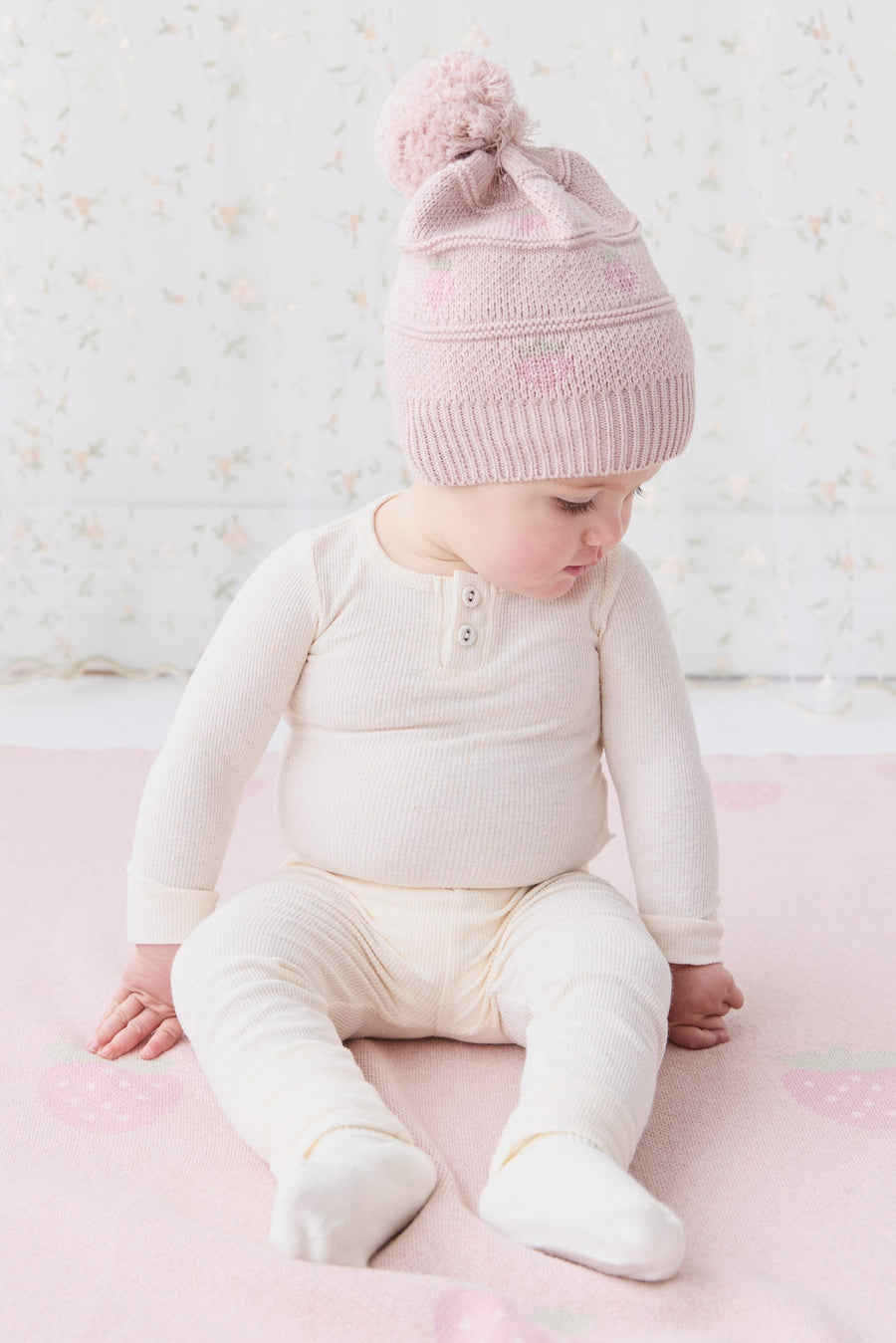 Organic Cotton Fine Rib Long Sleeve Bodysuit - Lily Fleck Childrens Bodysuit from Jamie Kay USA