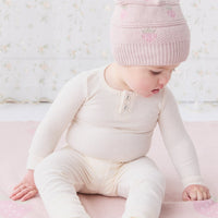 Organic Cotton Fine Rib Long Sleeve Bodysuit - Lily Fleck Childrens Bodysuit from Jamie Kay USA